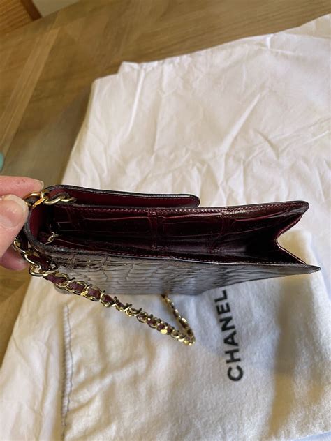 chanel alligator clutch|Chanel Authentic Alligator Eggplant Maroon Gold Chain Turn .